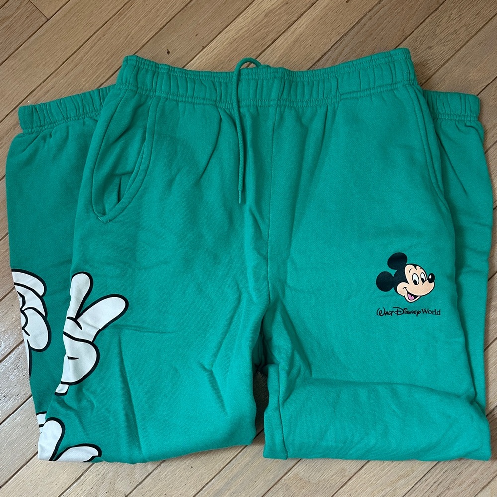 Disney Teal Sweatpants with Mickey Mouse Design